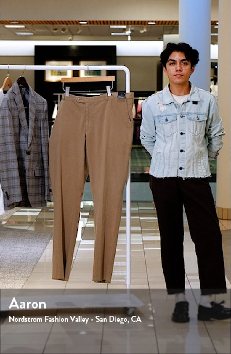 Trim Straight Leg Stretch Flat Front Chino Trousers, sales video thumbnail