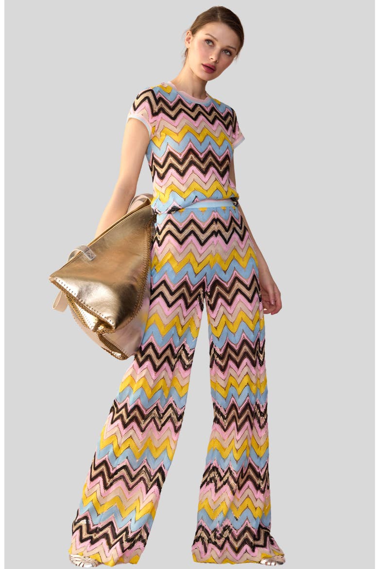 Zigzag Knit Pants, Main, color, Yellow Multi