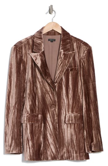 Wishlist Velvet One-button Blazer In Taupe