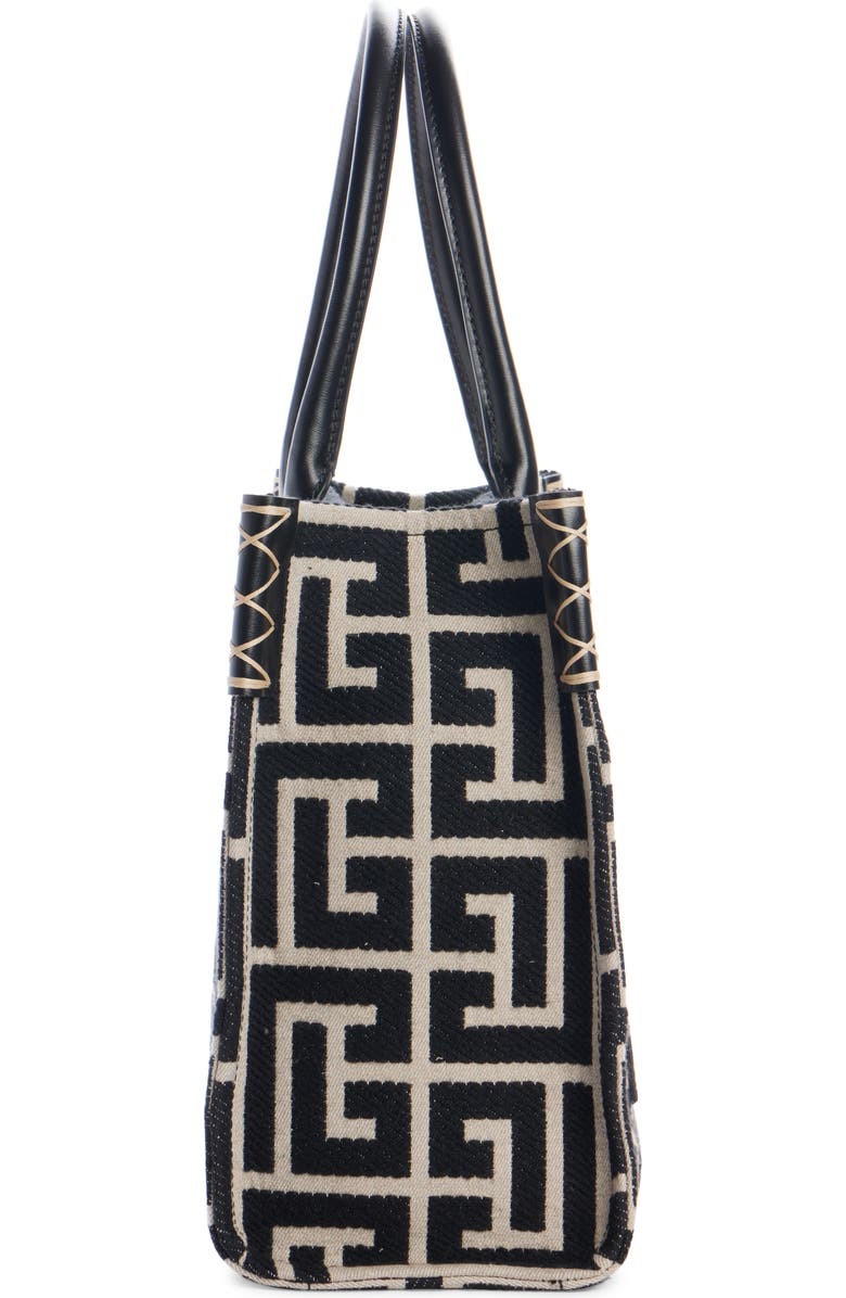 Balmain B-Army 36 Embroidered Canvas Shopper Tote, Alternate, color,