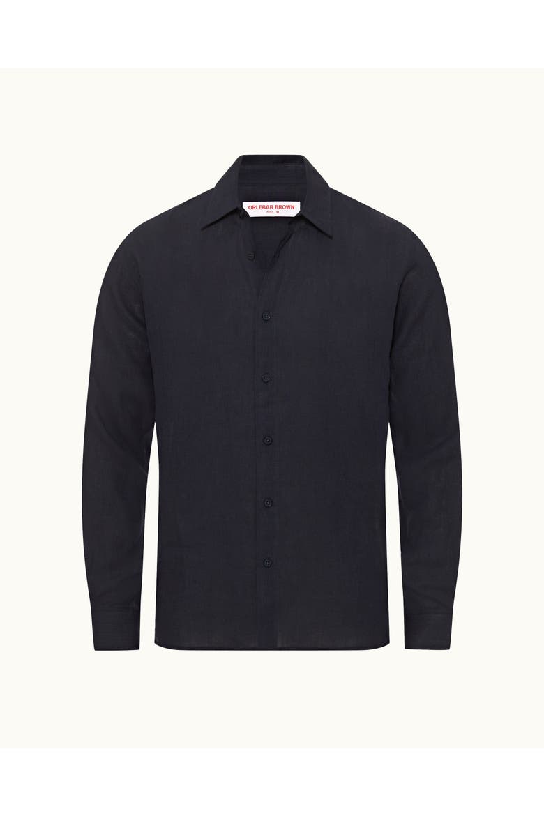 Justin Lino Relaxed Fit Classic Collar Italian Linen Shirt, Alternate, color, NIGHT IRIS