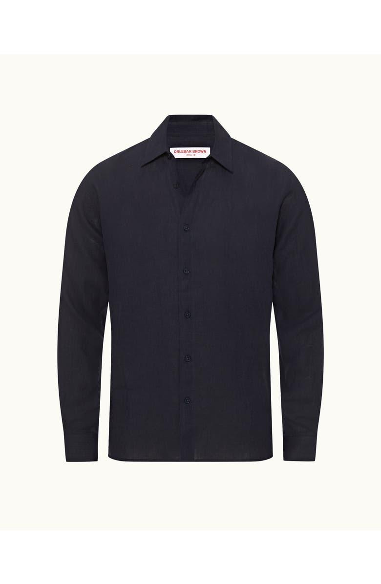 Orlebar Brown Justin Lino Relaxed Fit Classic Collar Italian Linen Shirt, Alternate, color, Night Iris
