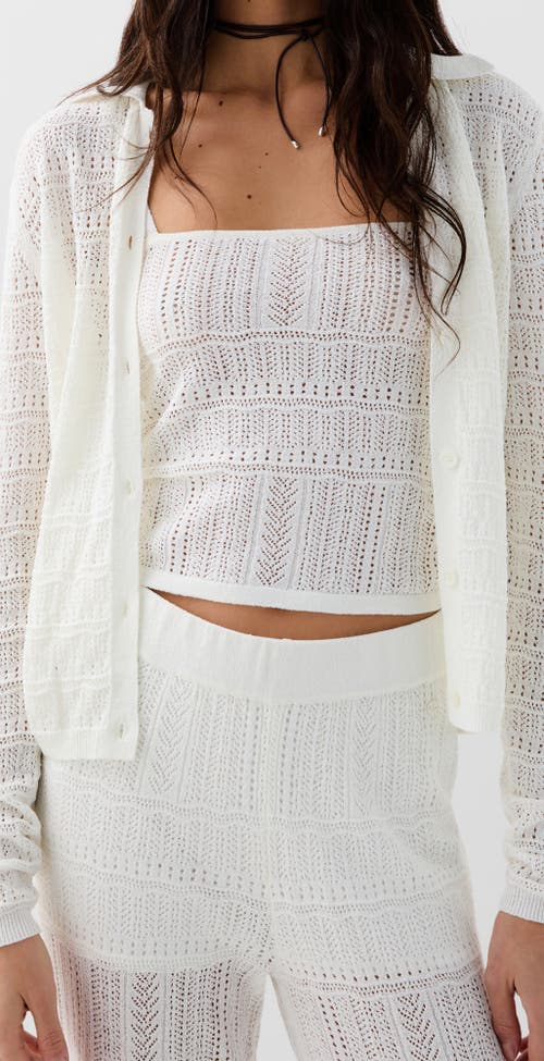 Scalpers Pointelle White Cardigan In White