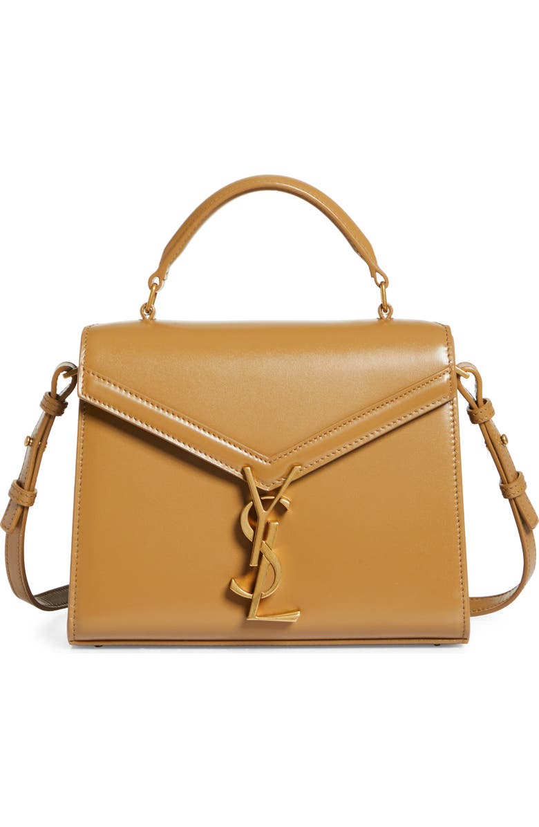 Saint Laurent Mini Cassandra Leather Top Handle Bag, Main, color, Cappuccino