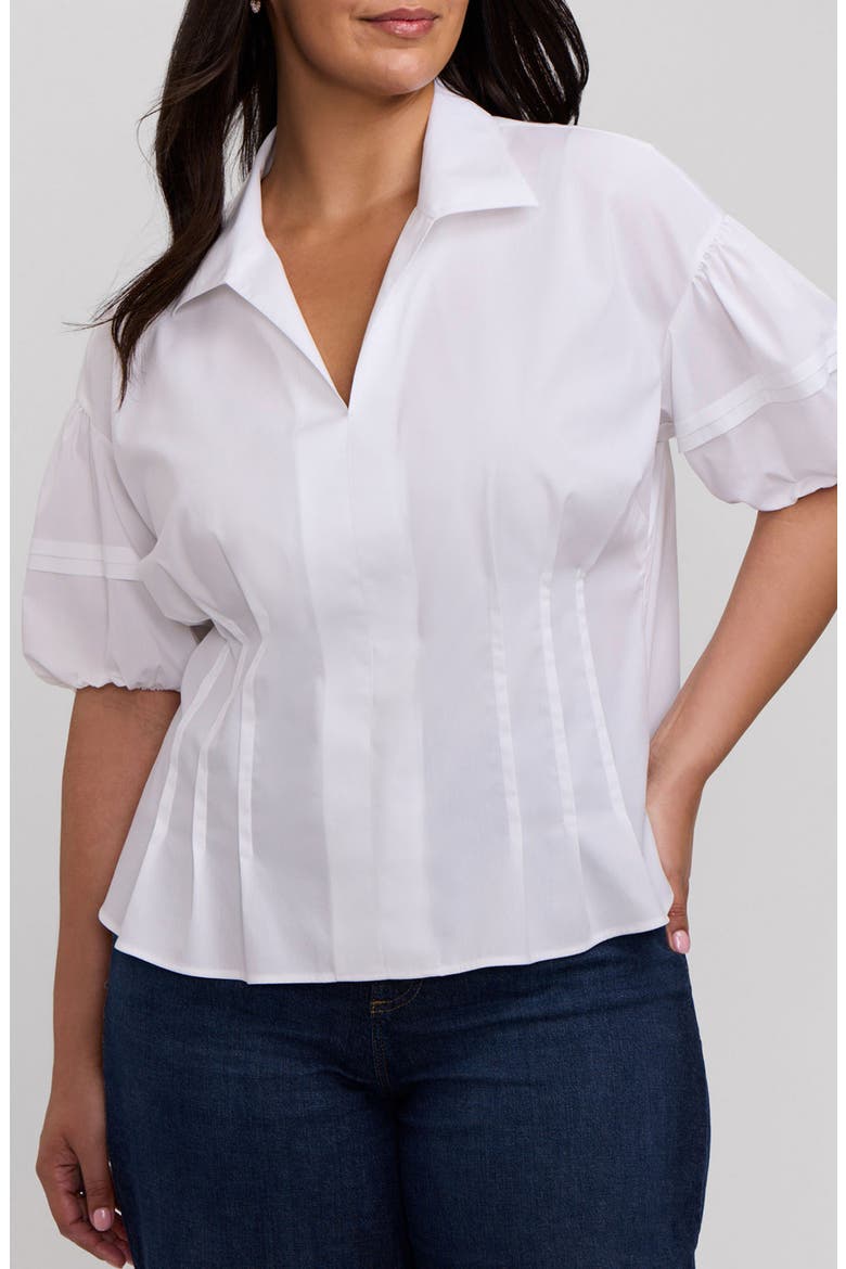 Lucia Puff Sleeve Popover Shirt, Main, color, WHITE