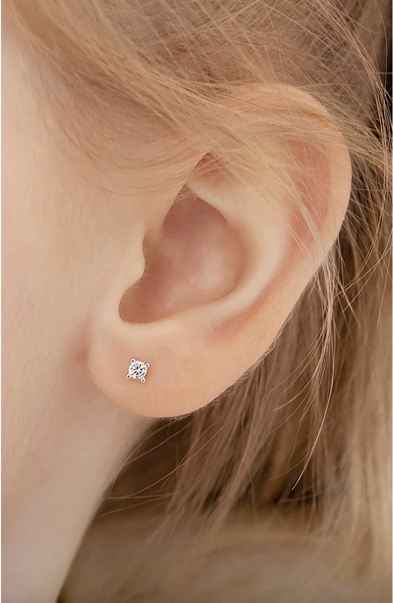 In Season Jewelry Classic Setting Solitaire Earrings, Alternate, color, Silver