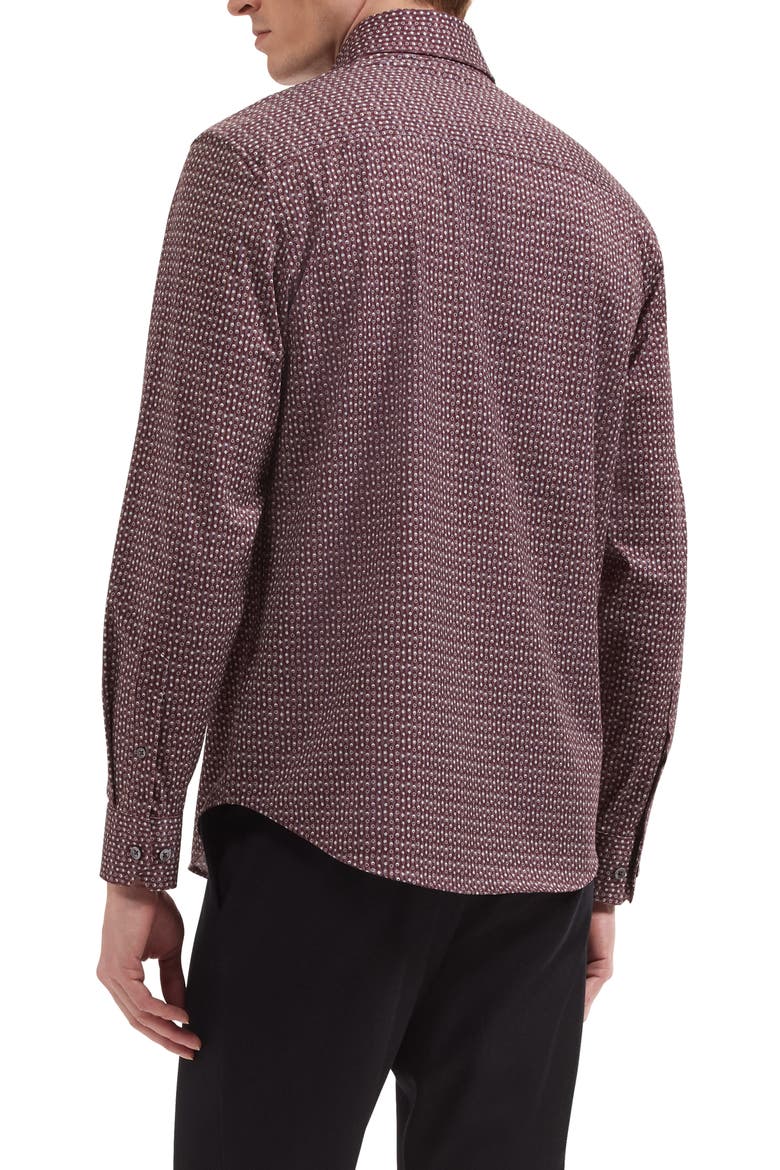 Devon OoohCotton® Geo Print Button-Up Shirt, Alternate, color, BURGUNDY