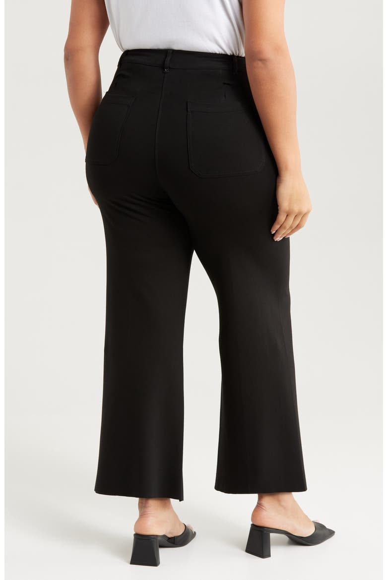 'Lyssentials Erin High Waist Wide Leg Ponte Ankle Pants, Alternate, color, BLACK