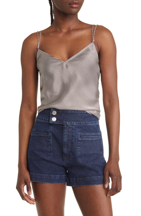 Stripe V-Neck Silk Camisole