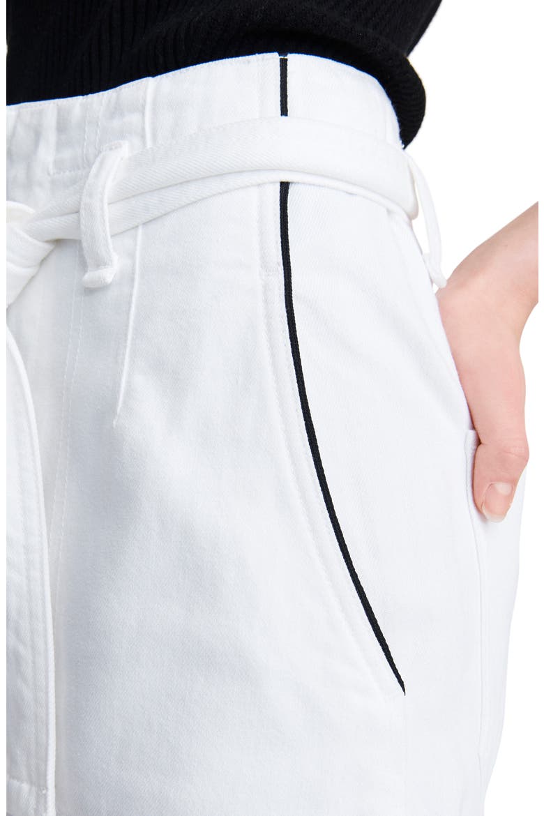 Darted High Waist Denim Miniskirt, Alternate, color, WHITE