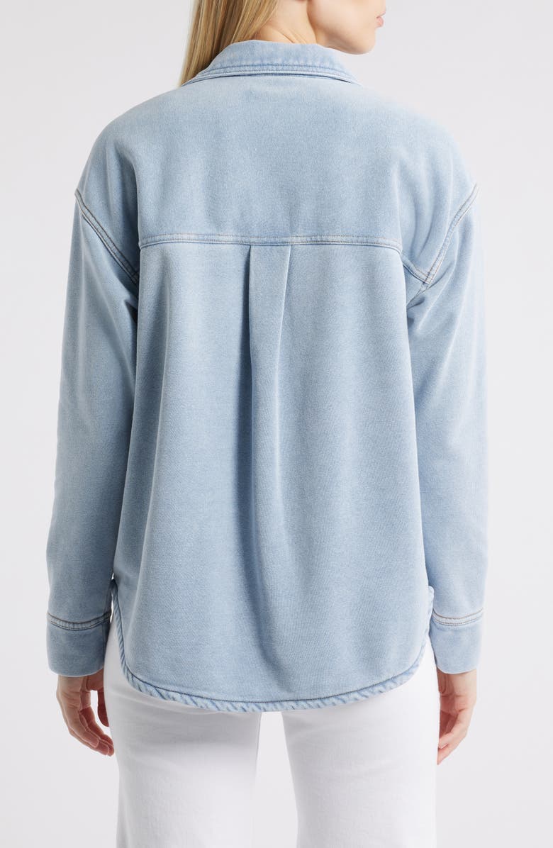 beachlunchlounge Tania Washed Cotton Blend French Terry Button-Up Shirt, Alternate, color,