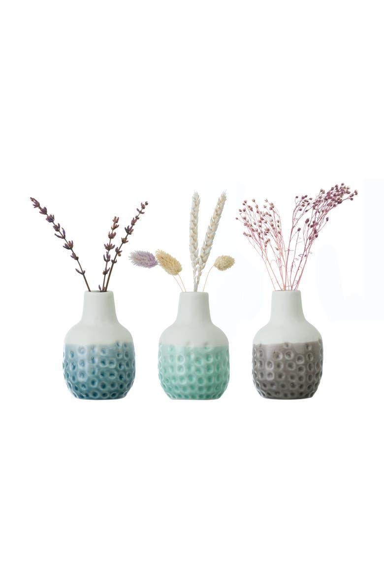 Dotty Mini Vase Trio Set, Main, color, Stone