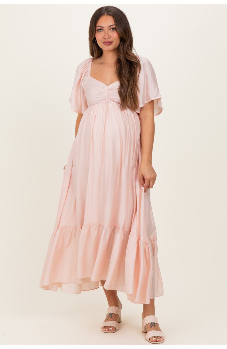 PinkBlush Flutter Sleeve Ruffle Hem Midi Dress, Main, color, Light Pink