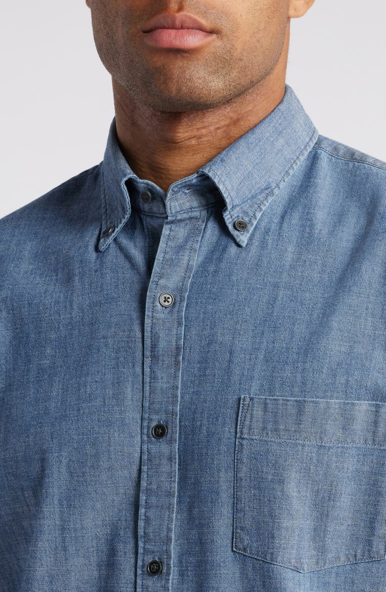 Peter Millar Tamworth Cotton Stretch Chambray Button-Down Shirt, Alternate, color,