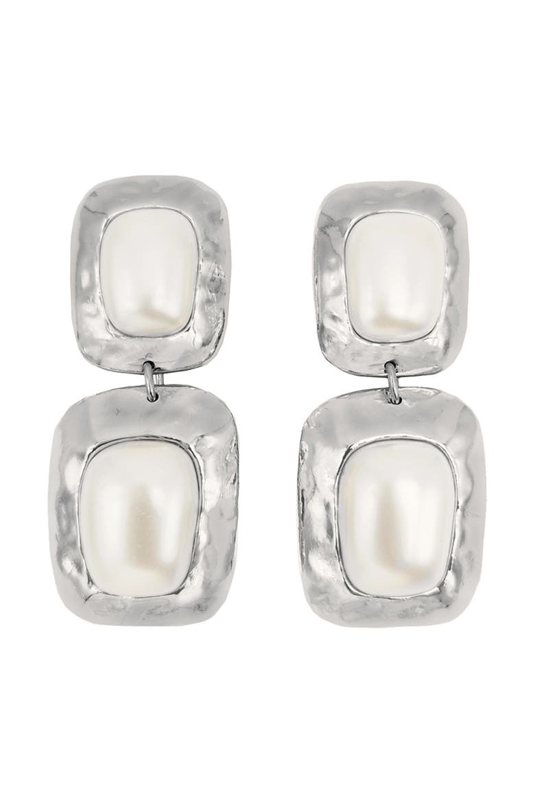 Martina Drop Earrings, Main, color, SILVER/ PEARL