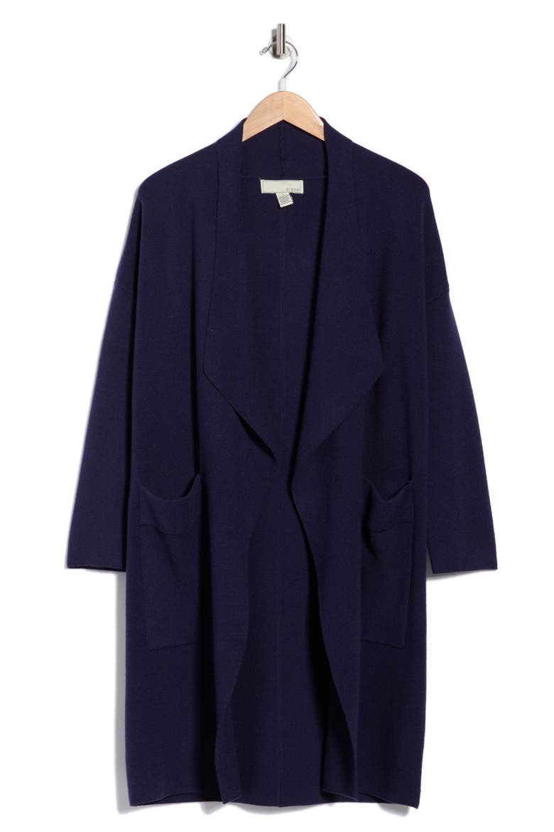 Andrea Open Front Long Cardigan, Alternate, color, EVENING BLUE