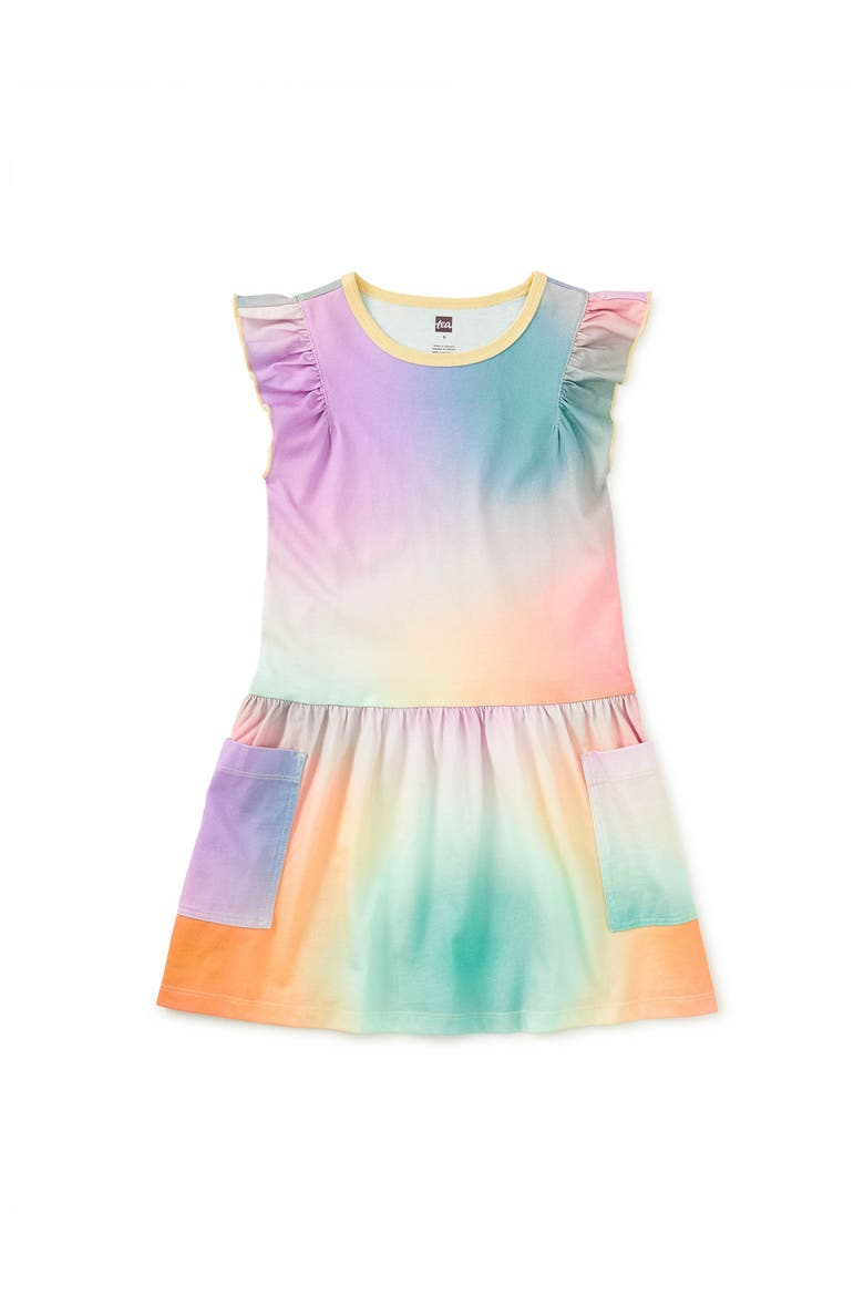 Flutter Sleeve Pocket Dress, Main, color, Rainbow Gradient