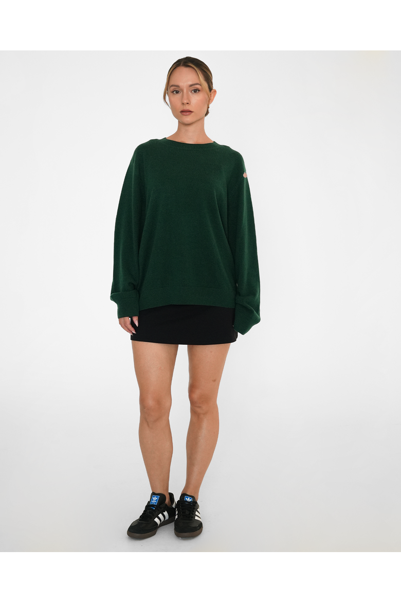 Beau Oversized Crewneck Cashmere Sweater, Alternate, color, Hunter Green