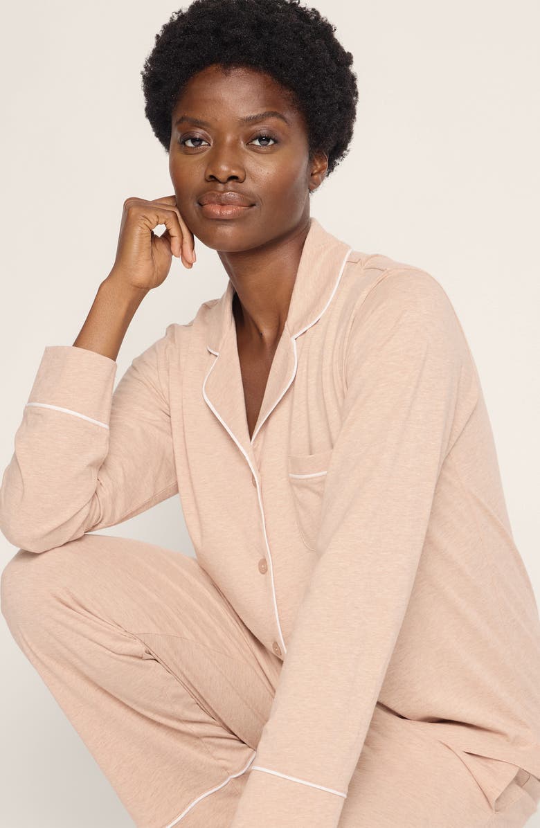 Petite Plume Luxe Pima Cotton Pajamas, Alternate, color, Beige