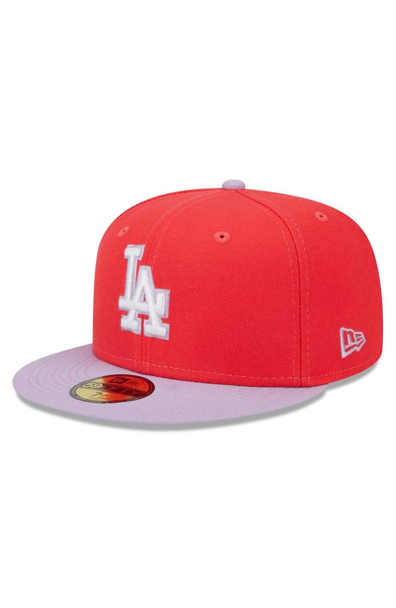 New Era Men's New Era Red/Lavender Los Angeles Dodgers Spring Color Two-Tone 59FIFTY Fitted Hat, Main, color, Red