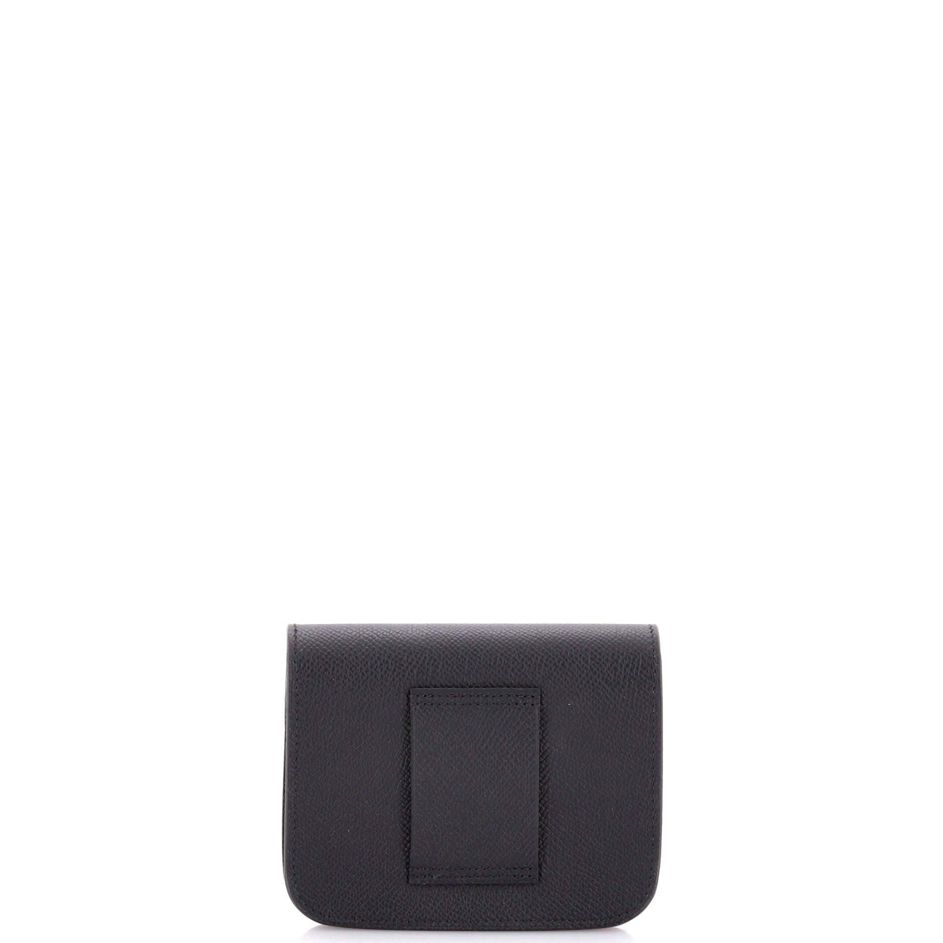 Pre-Owned Hermes Constance Slim Wallet Epsom, Alternate, color, Noir