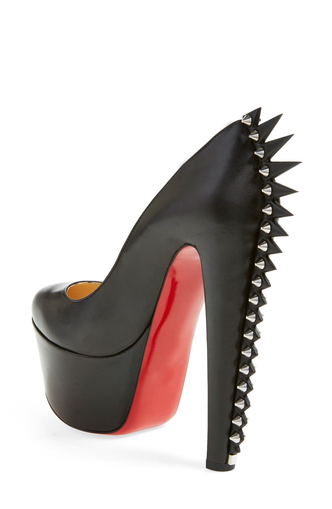'Electropump' Spiked Platform Pump, Alternate, color, BLACK LEATHER