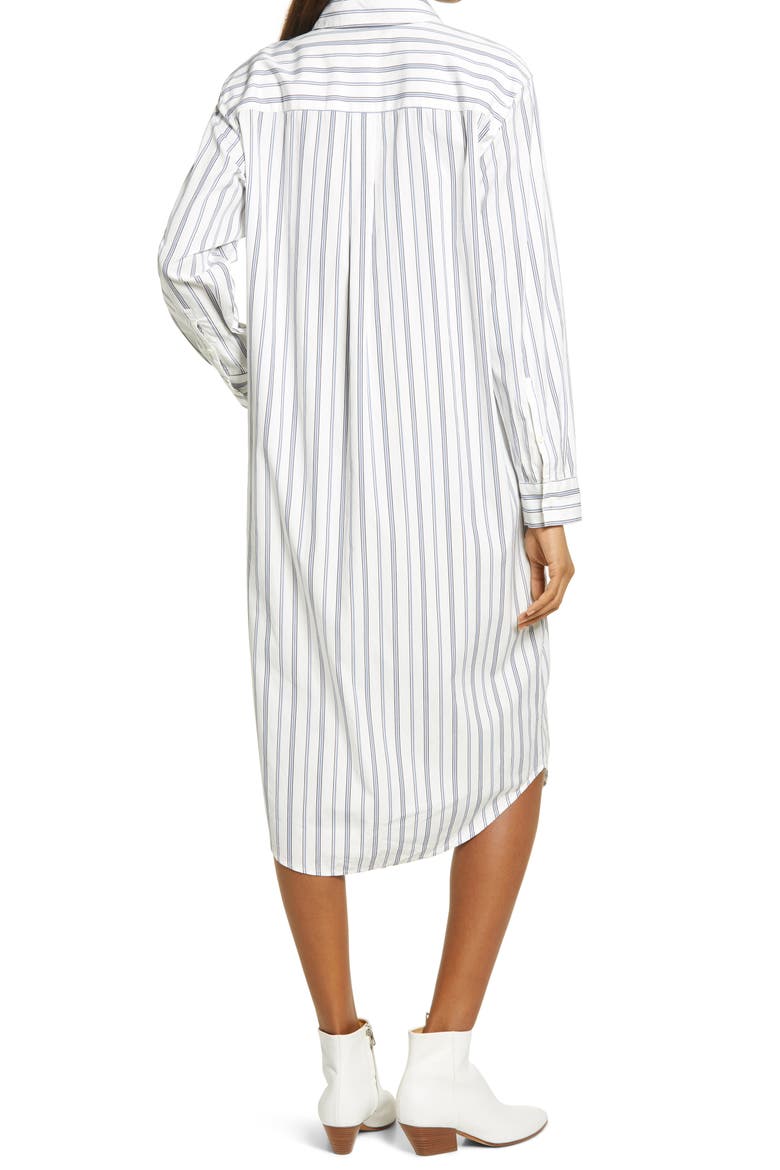 Stripe Long Sleeve Poplin Midi Shirtdress, Alternate, color, IVORY- BLUE LAUREL STRIPE