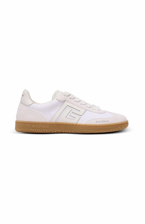 Balmain Leather And Canvas Swan Trainers In White
