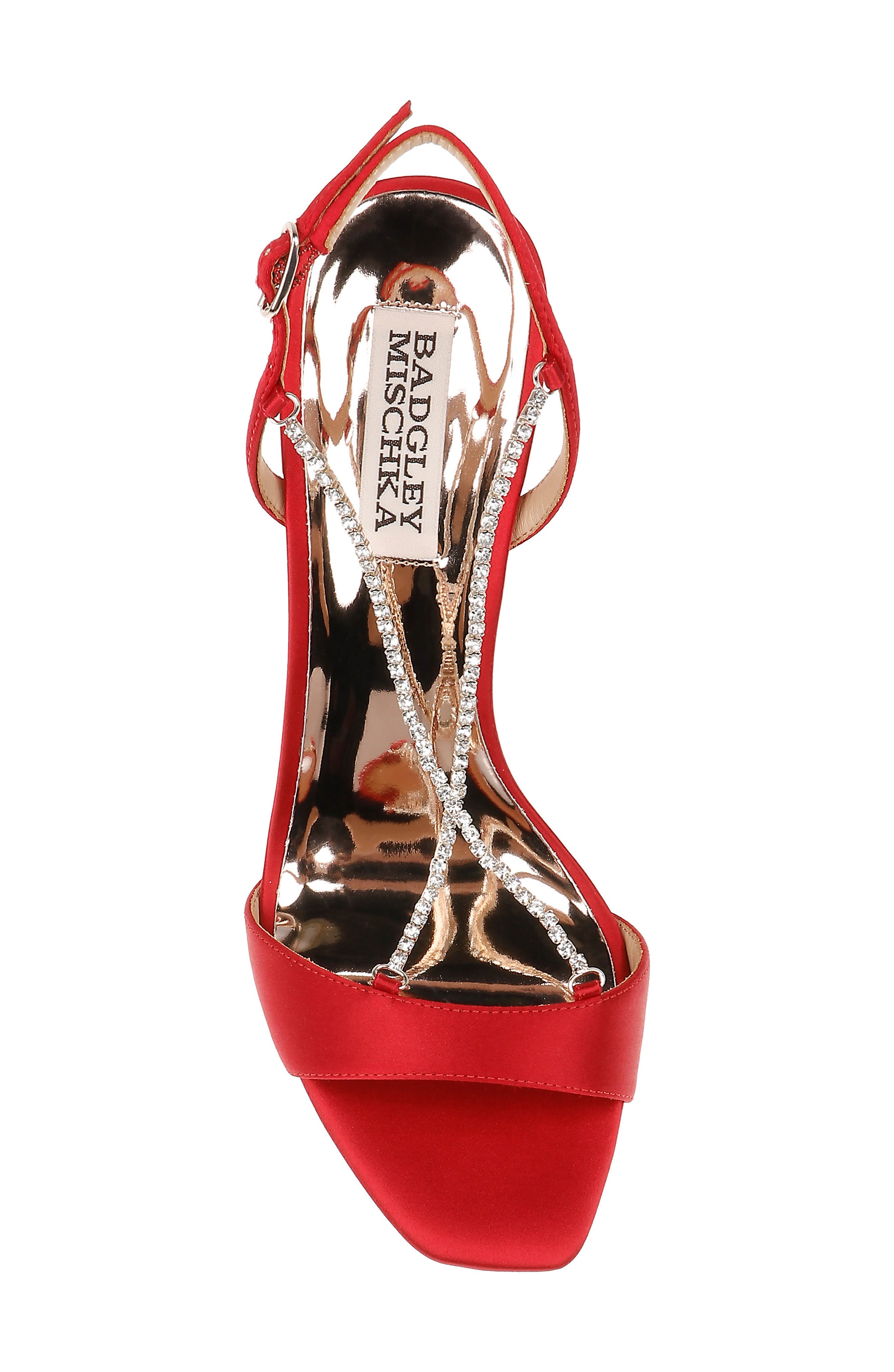 Neville Jeweled Strap Sandal, Alternate, color, RED SATIN
