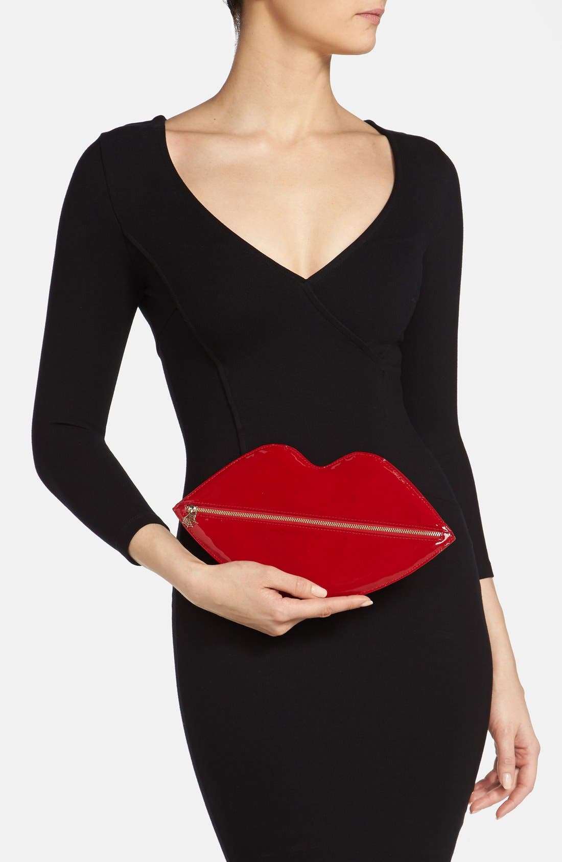 Lip Shaped Clutch, Alternate, color, ROUGE