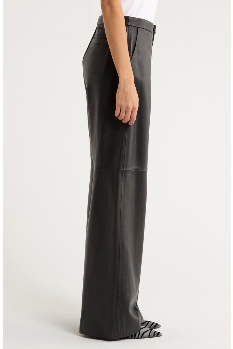Livvy Straight Leg Lambskin Leather Trousers, Alternate, color, BLACK
