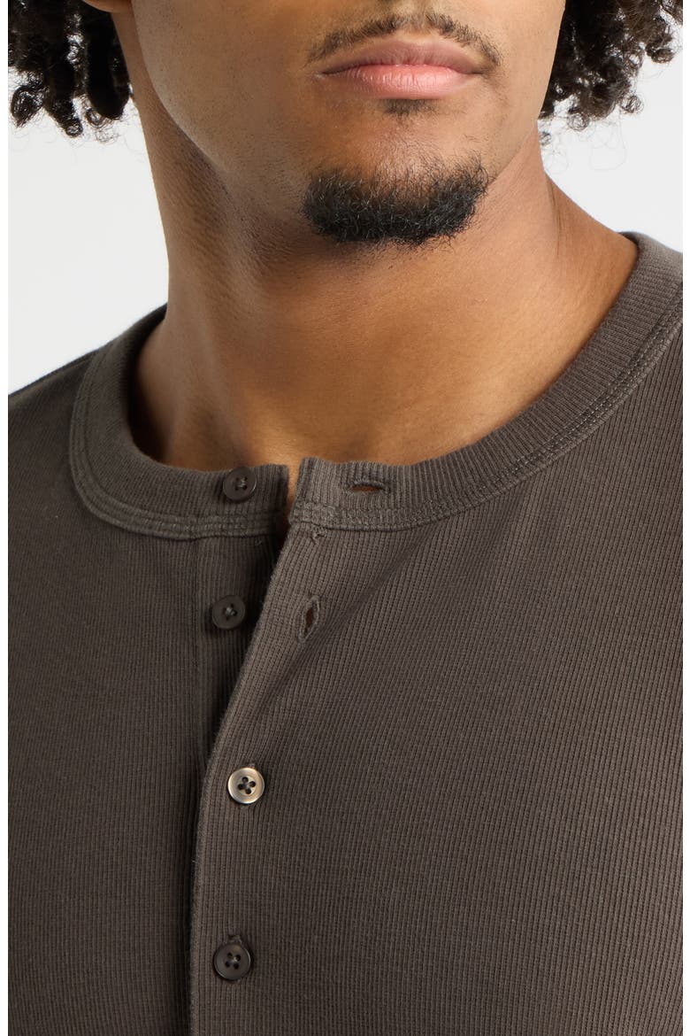 Fitted Long Sleeve Stretch Cotton Rib Henley, Alternate, color, GREY HARBOR