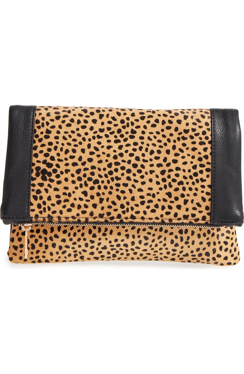 Sole Society Jemma Genuine Calf Hair Clutch, Main, color,