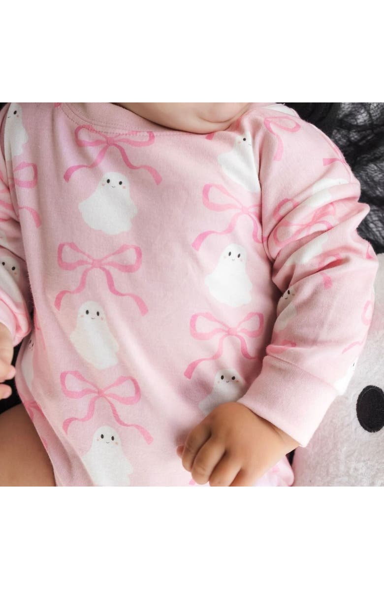 Sweet Wink Ghost Halloween Printed Long Sleeve Romper, Alternate, color, 