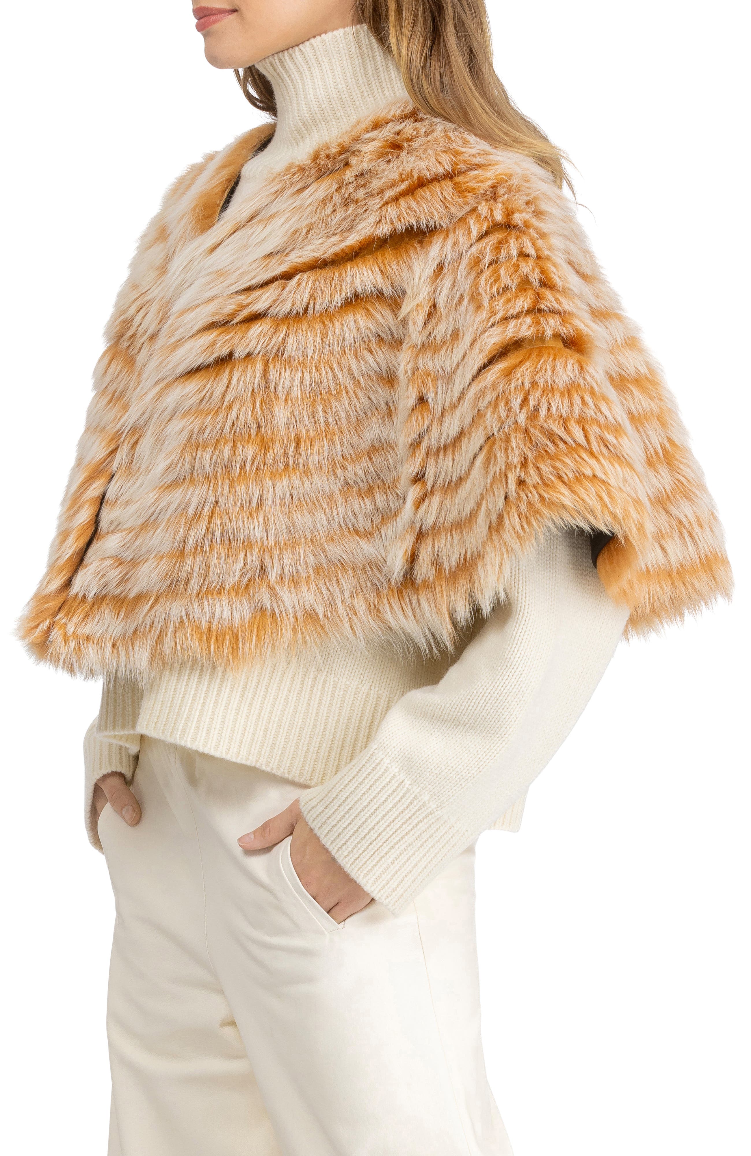 Genuine Shearling Layered Capelet - image 3