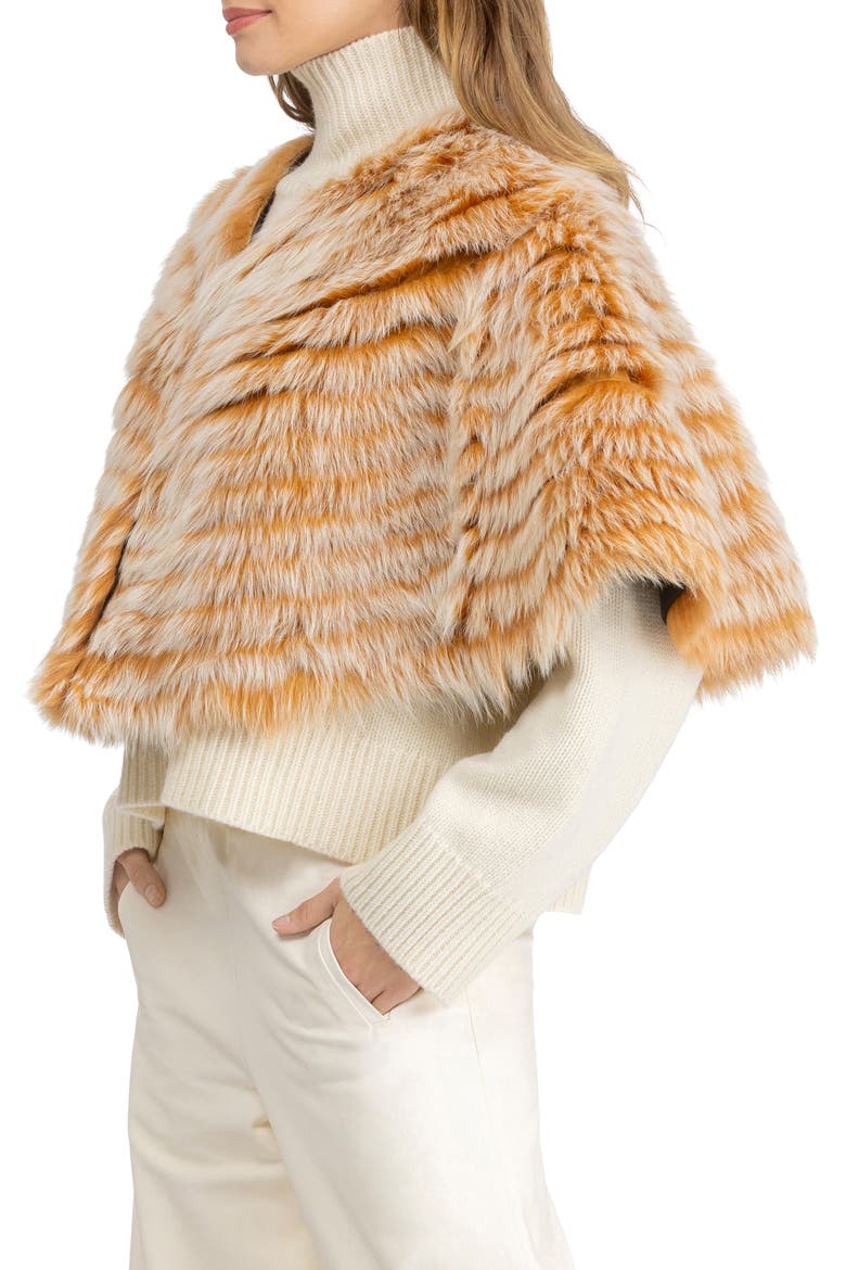 Genuine Shearling Layered Capelet, Main, color, ORANGE BRISA