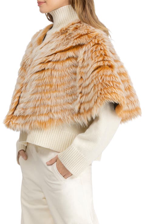 Genuine Shearling Layered Capelet