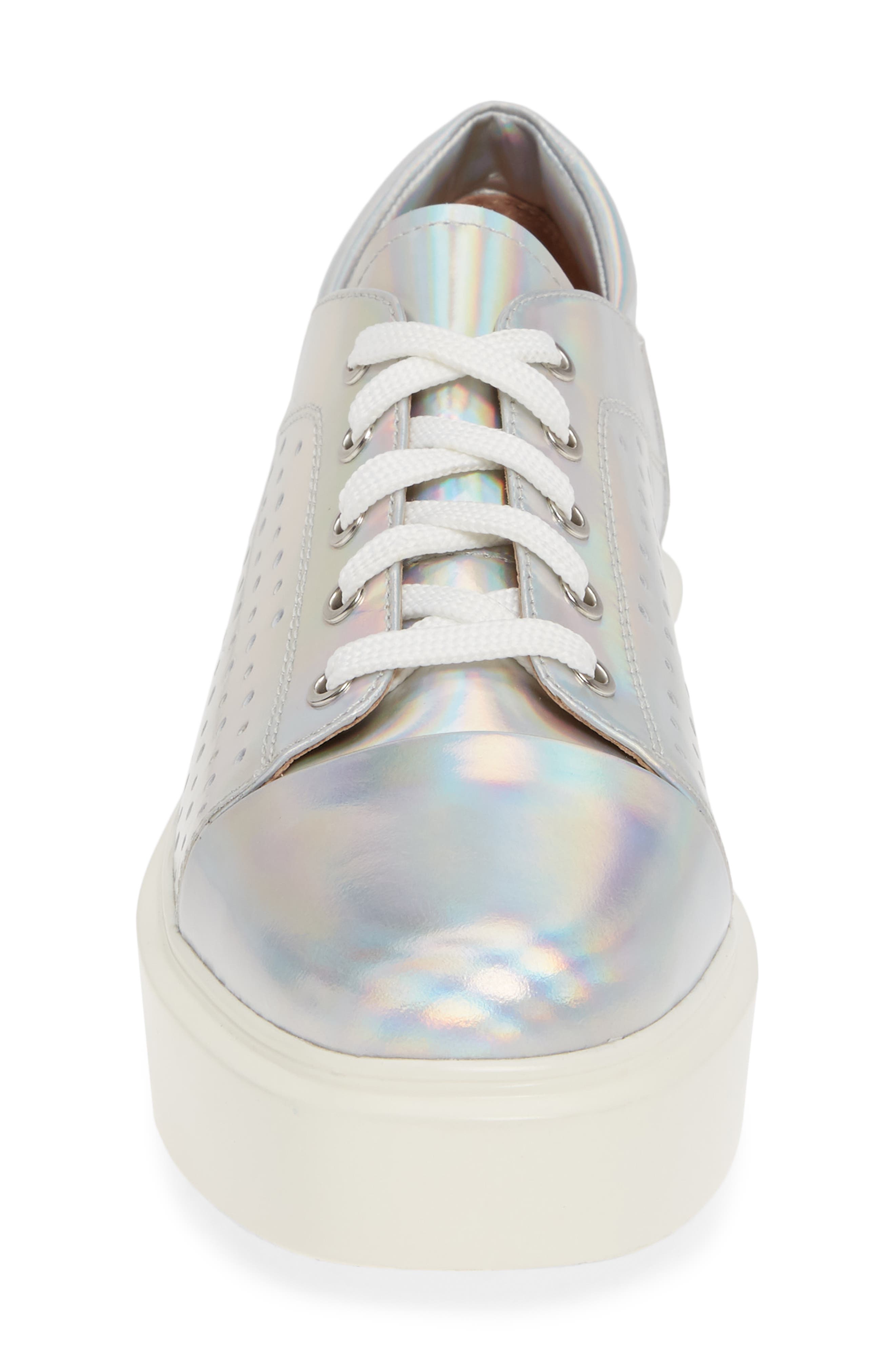 Linea Paolo Kendra Platform Sneaker, Alternate, color, Silver Iridescent Leather