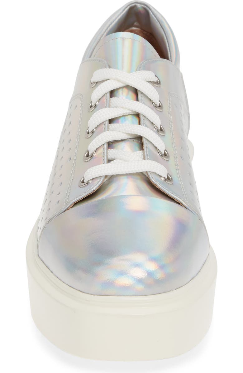 Linea Paolo Kendra Platform Sneaker, Alternate, color, Silver Iridescent Leather