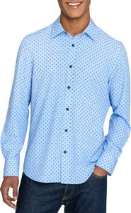 CONSTRUCT Slim Fit Diamond Dot Performance Long Sleeve Shirt