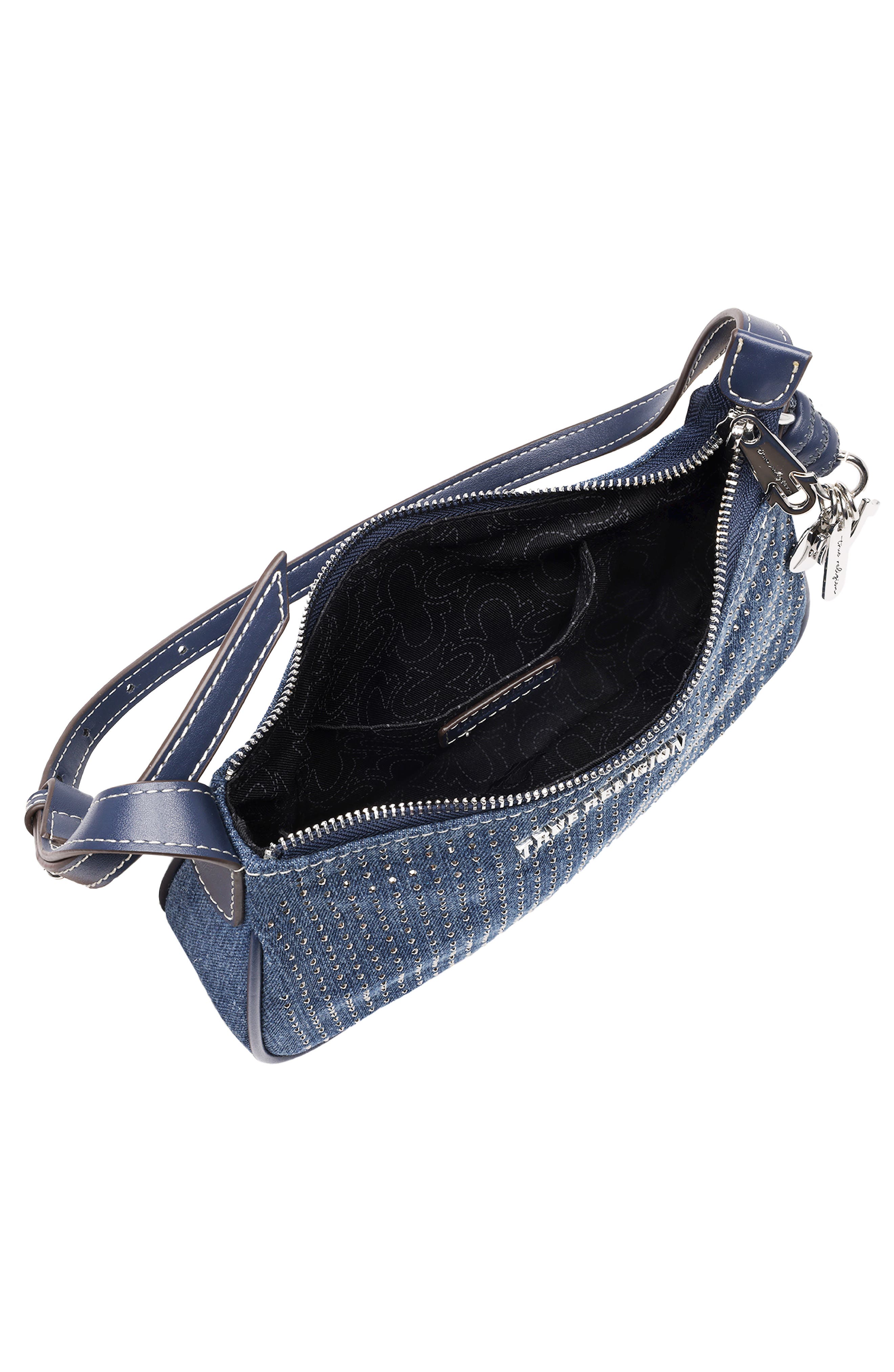 True Religion Embellished Denim Shoulder Bag, Alternate, color, 