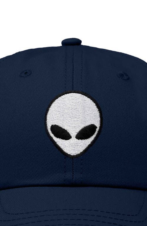 Dalix Alien Embroidered Classic Dad Cap In Navy Blue