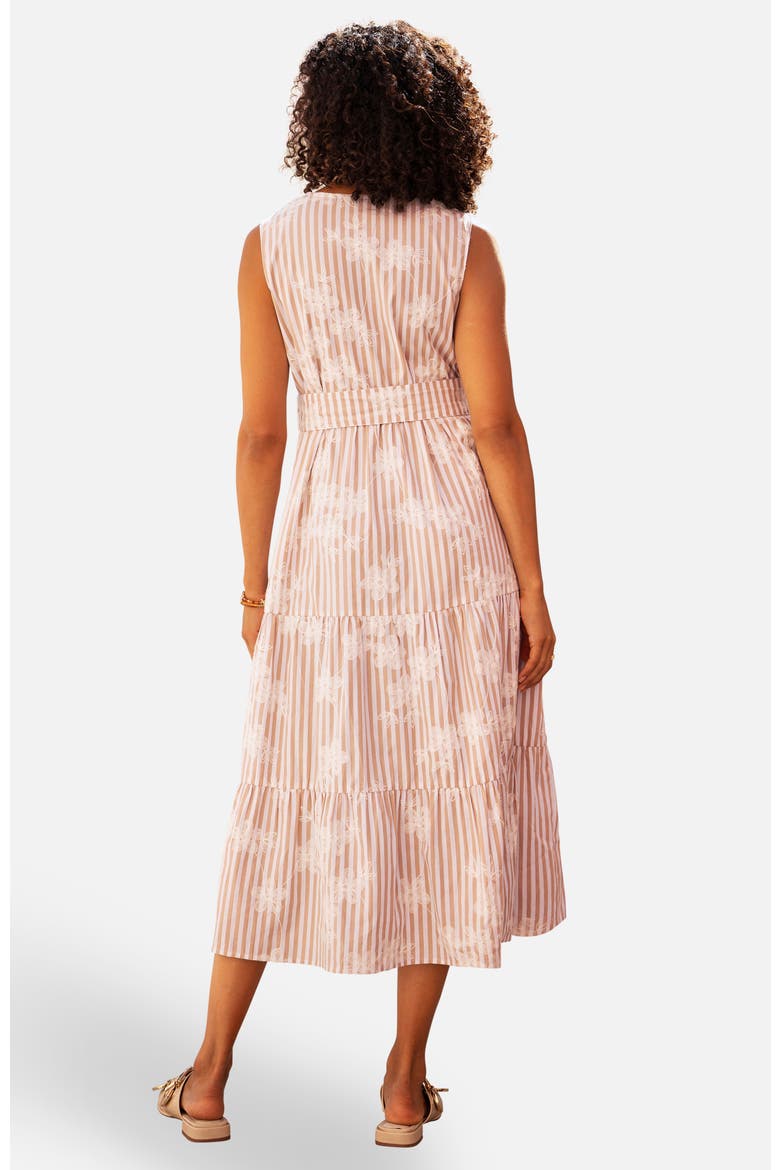 Stripe With Flower Cotton Dress, Alternate, color, Brown