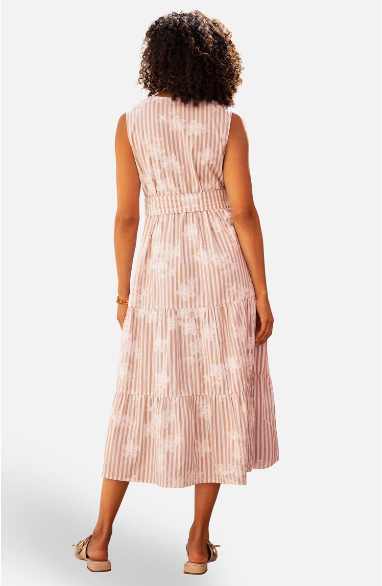 Yumi Stripe With Flower Cotton Dress, Alternate, color, Brown