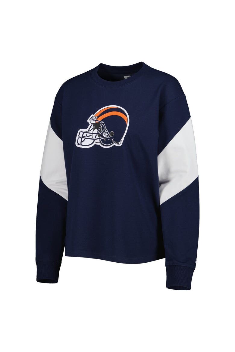 Women's Starter Navy Chicago Bears Insight Crop Tri-Blend Long Sleeve T-Shirt, Alternate, color, Navy