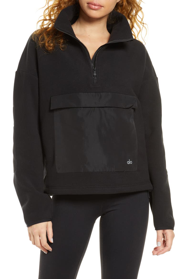Blackcomb Polar Fleece Half Zip Pullover, Main, color, BLACK