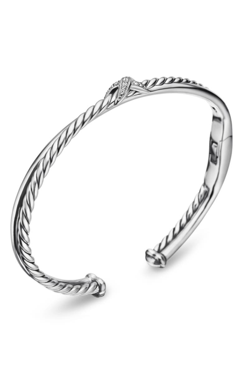 David Yurman Petite X Center Station Bracelet with Pavé Diamonds, Alternate, color, Diamond/ Silver