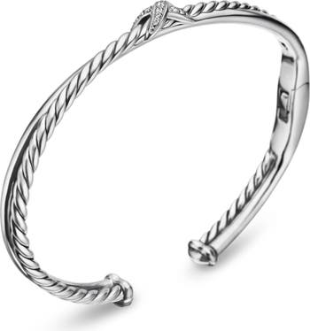 Petite X Center Station Bracelet with Pavé Diamonds