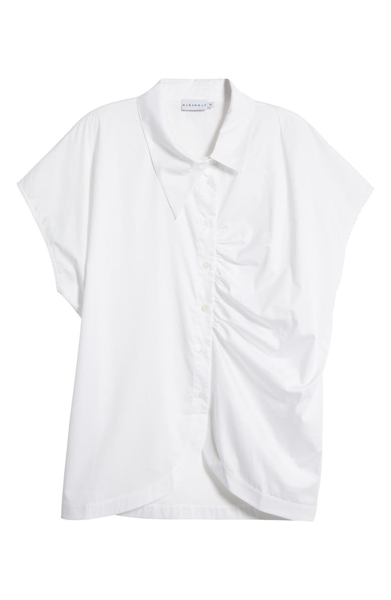 HARSHMAN Lily Asymmetric Ruched Button-Up Shirt, Alternate, color,