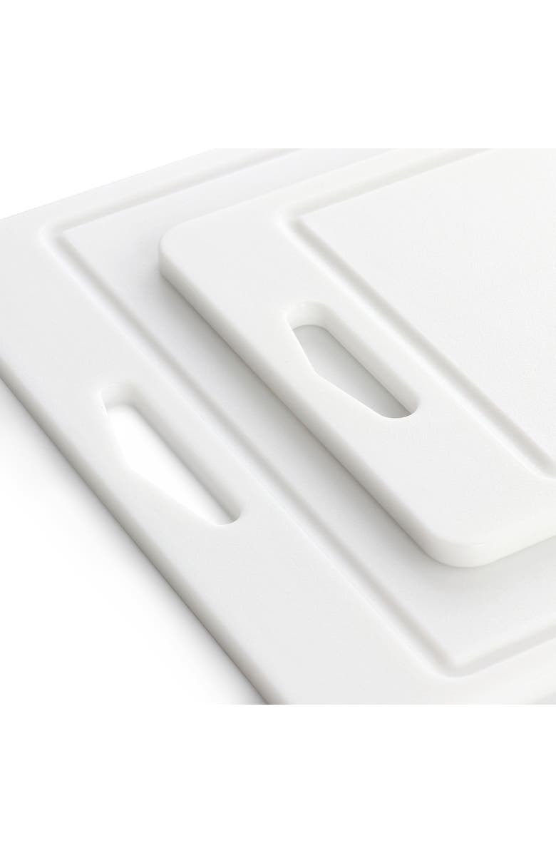 Martha Stewart Everyday Fayer 2 Piece Polypropylene 16in and 12in Cutting Board Set, Alternate, color, White